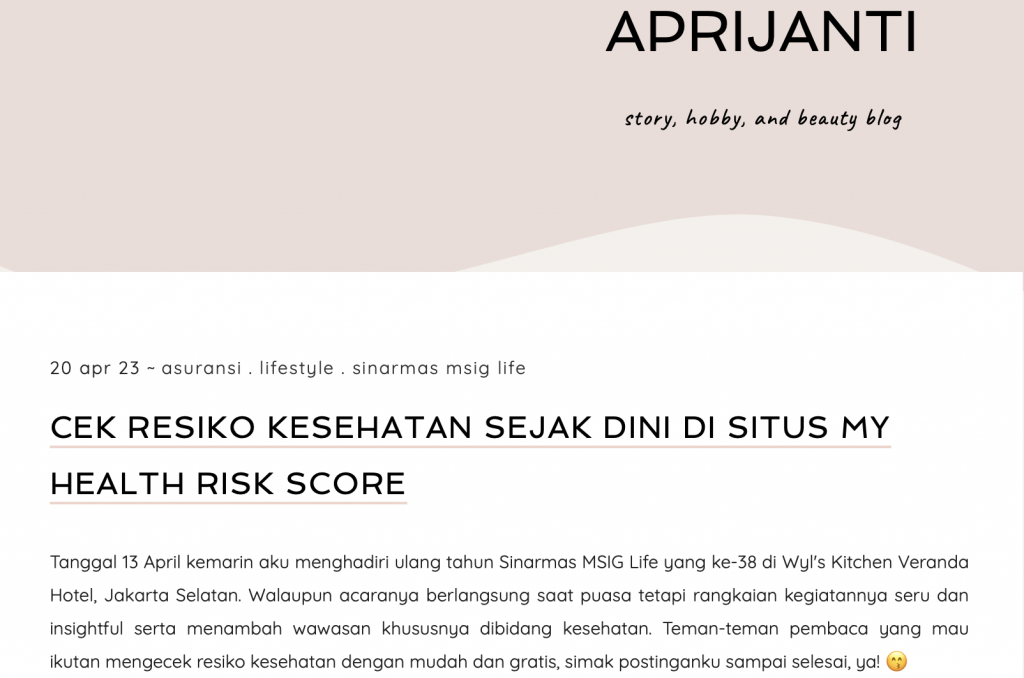 Screenshot contoh sponsored content di artikel blog (aprijanti.com)